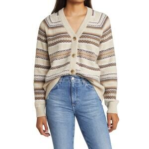 Faherty Highland Fair Isle Cardigan Size S